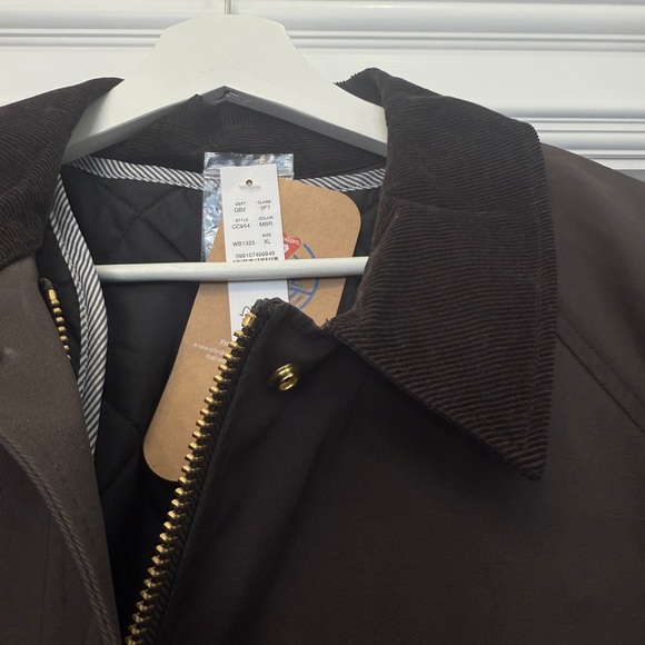 J-Crew Long Dark Brown Waxed Cotton Corduroy Collar Barn Coat NWT XL - Picture 4 of 5